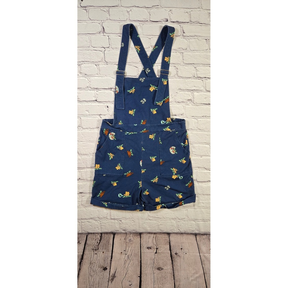 Star Wars The Mandalorian Grogu Baby L Yoda Navy Blue Shortalls Overalls Womens